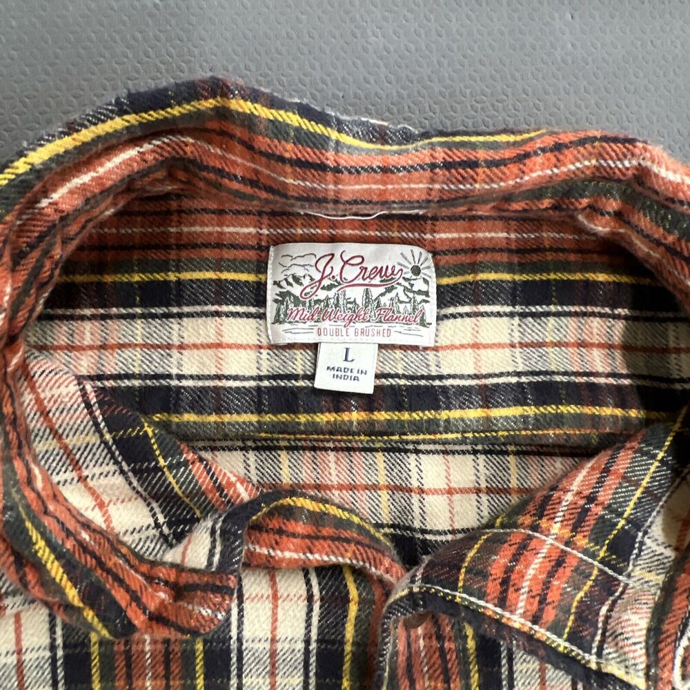 (3) J. Crew Mens Mid-Weight Flannel Shirt Plaid Button Down Slim Fit Large Chrty - Picture 12 of 16